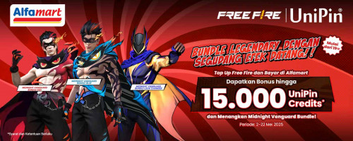 Top Up Free Fire di Alfamart, Dapatkan Bonus 15rb UniPin Credits dan Bundle Legendary dengan Segudang Efek Datang!